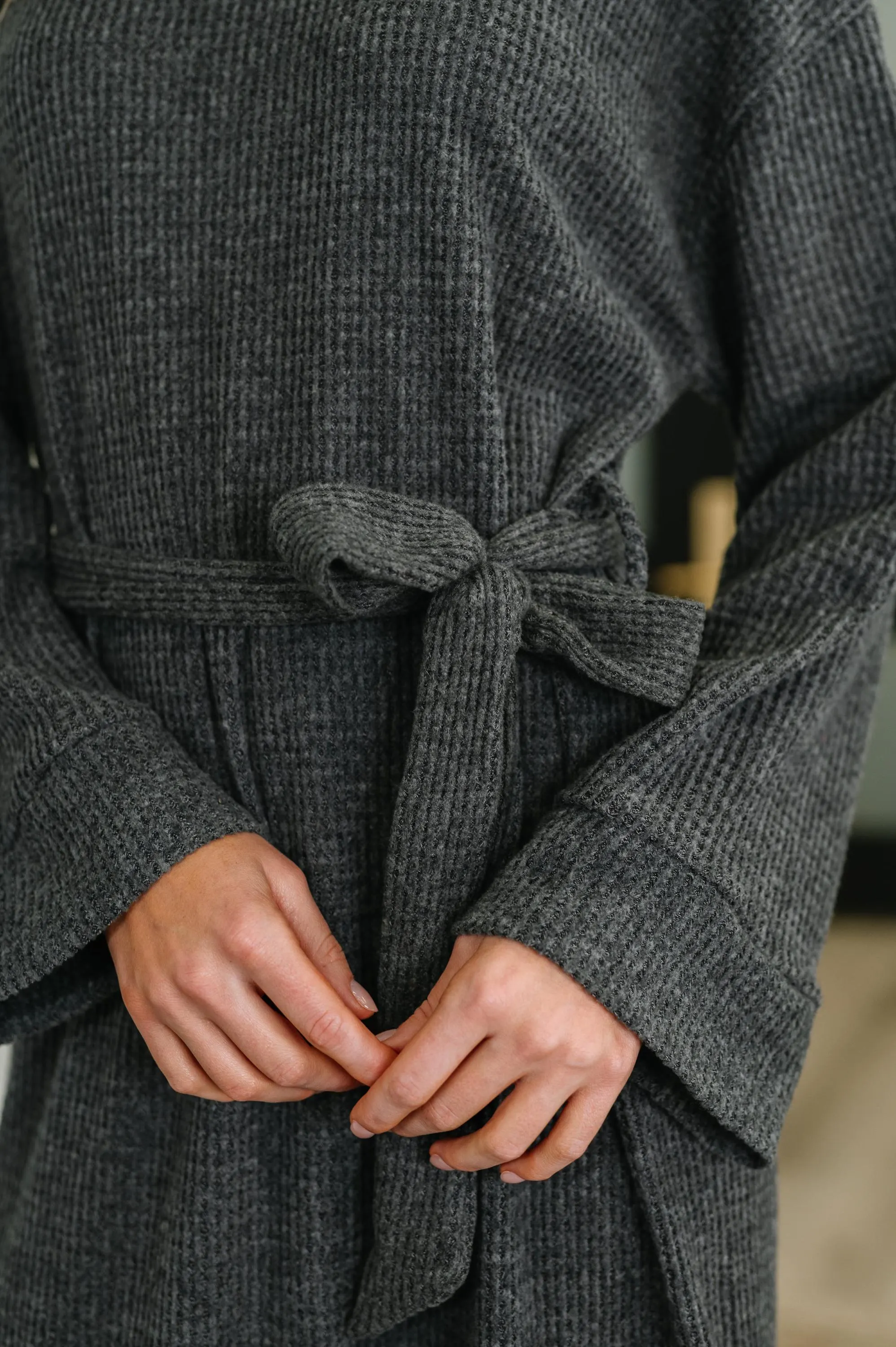Sweater Dress Travel Plush Knit Maxi Dress in Charcoal Size — view 2