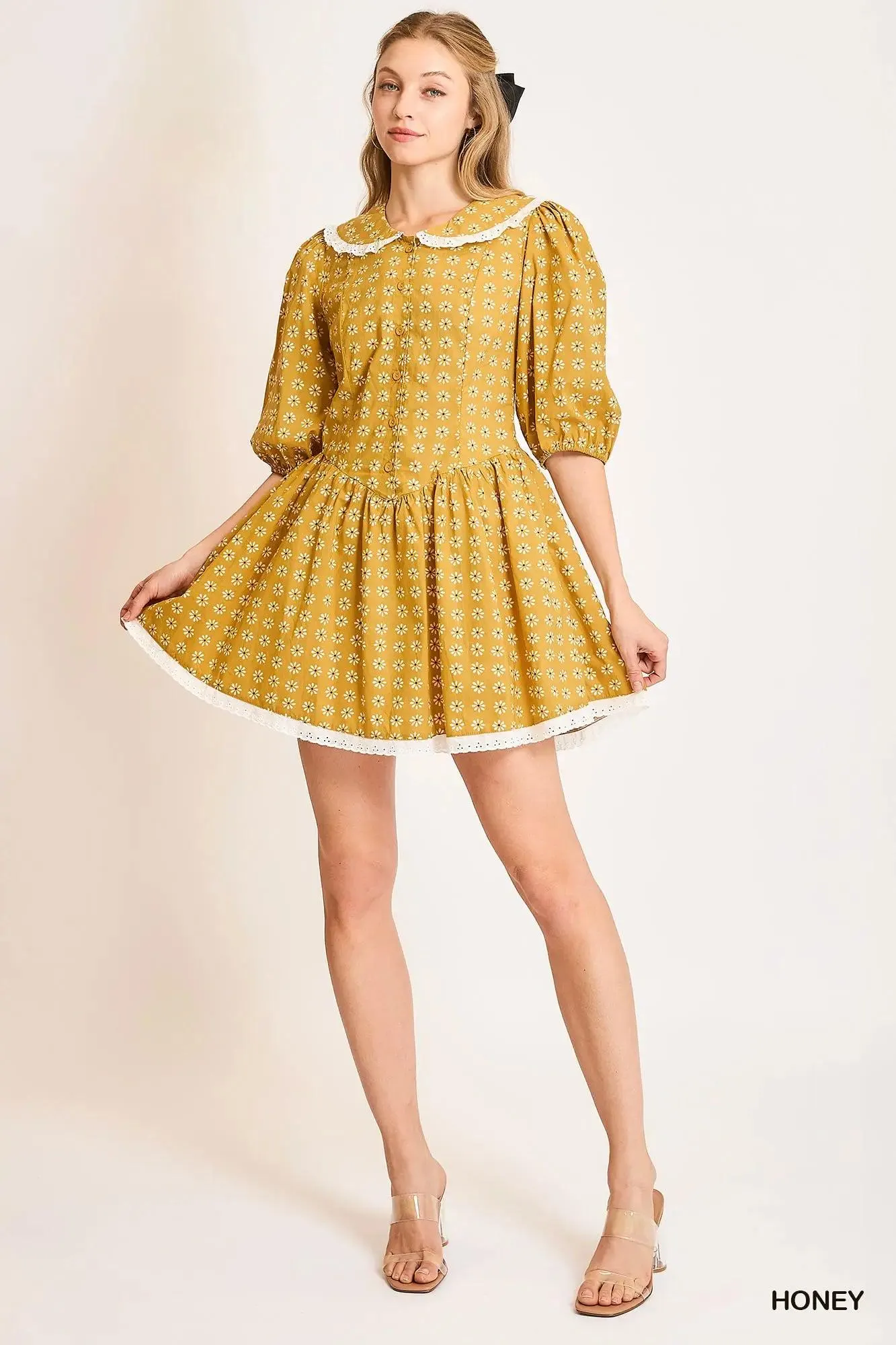 Sweet as Honey Peter Pan Cotton Dress — view 2