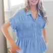 Petunia Washed Linen Smocked Babydoll Top — view 2