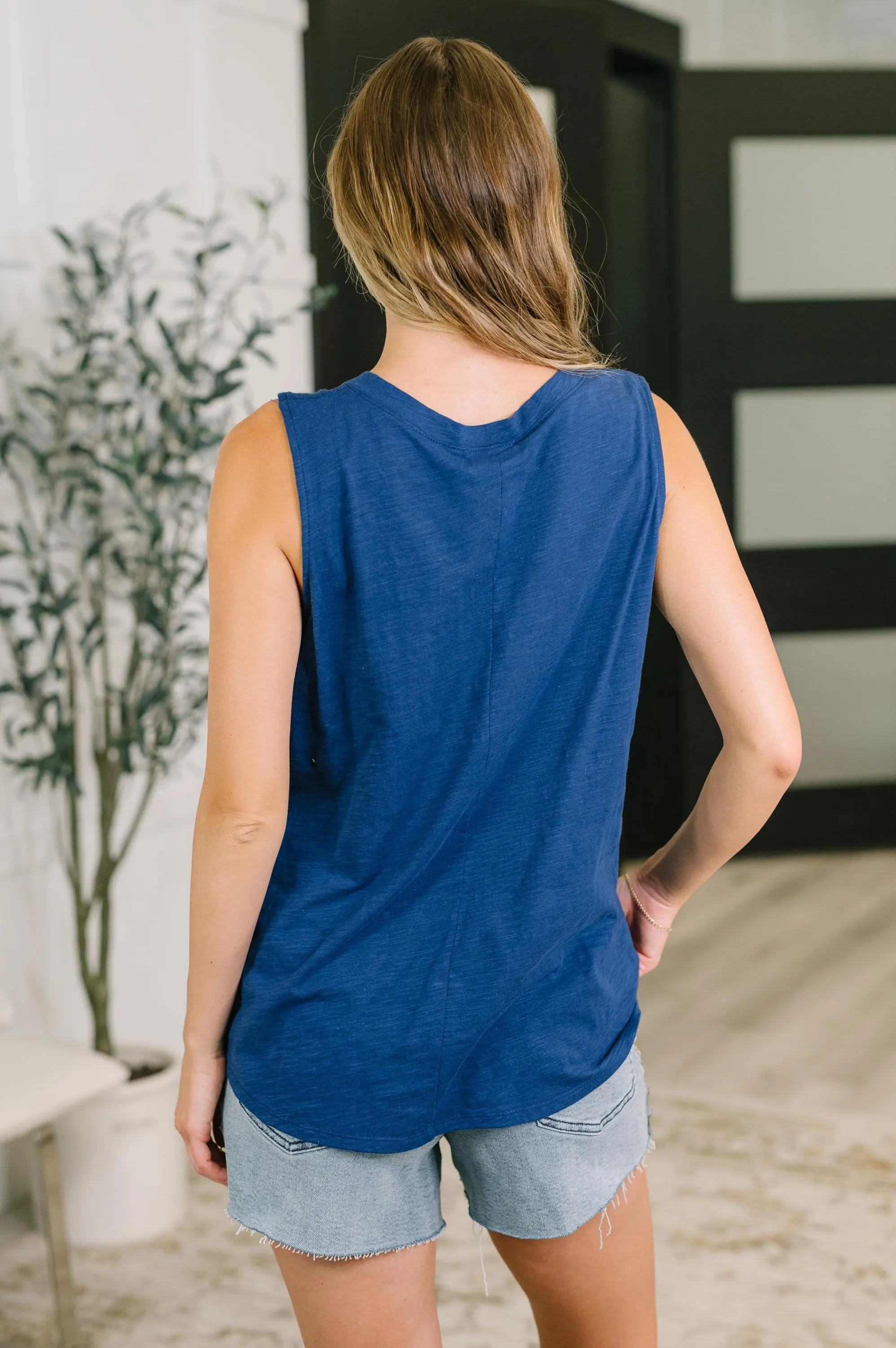 Getting Good V-neck Tank in Navy — view 6