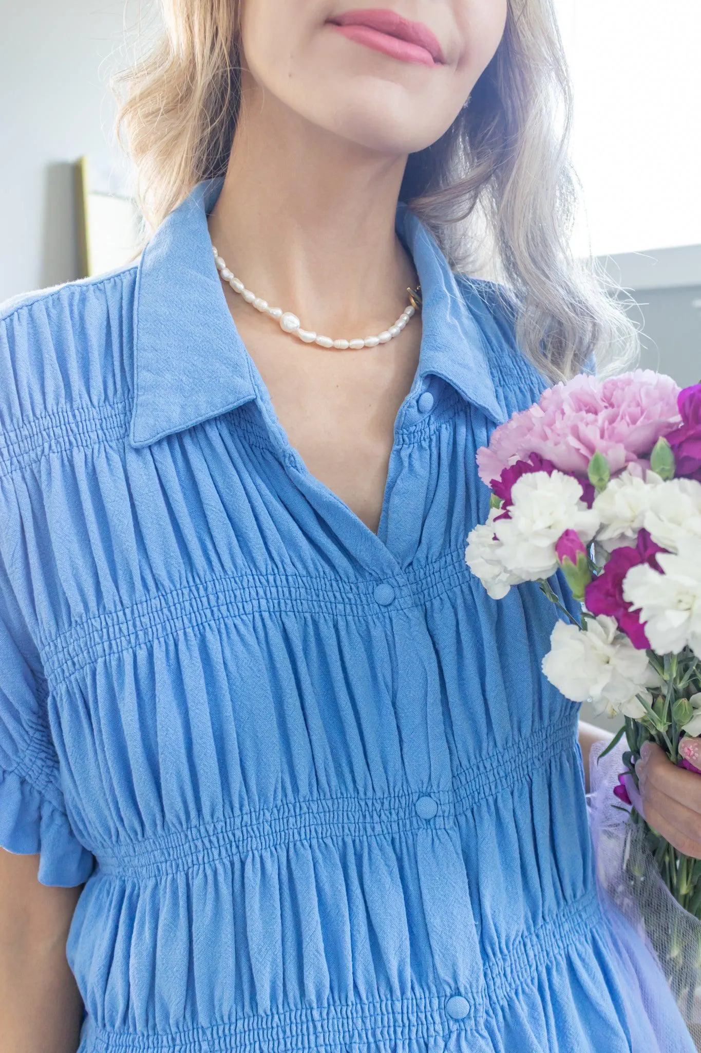 Petunia Washed Linen Smocked Babydoll Top — view 5