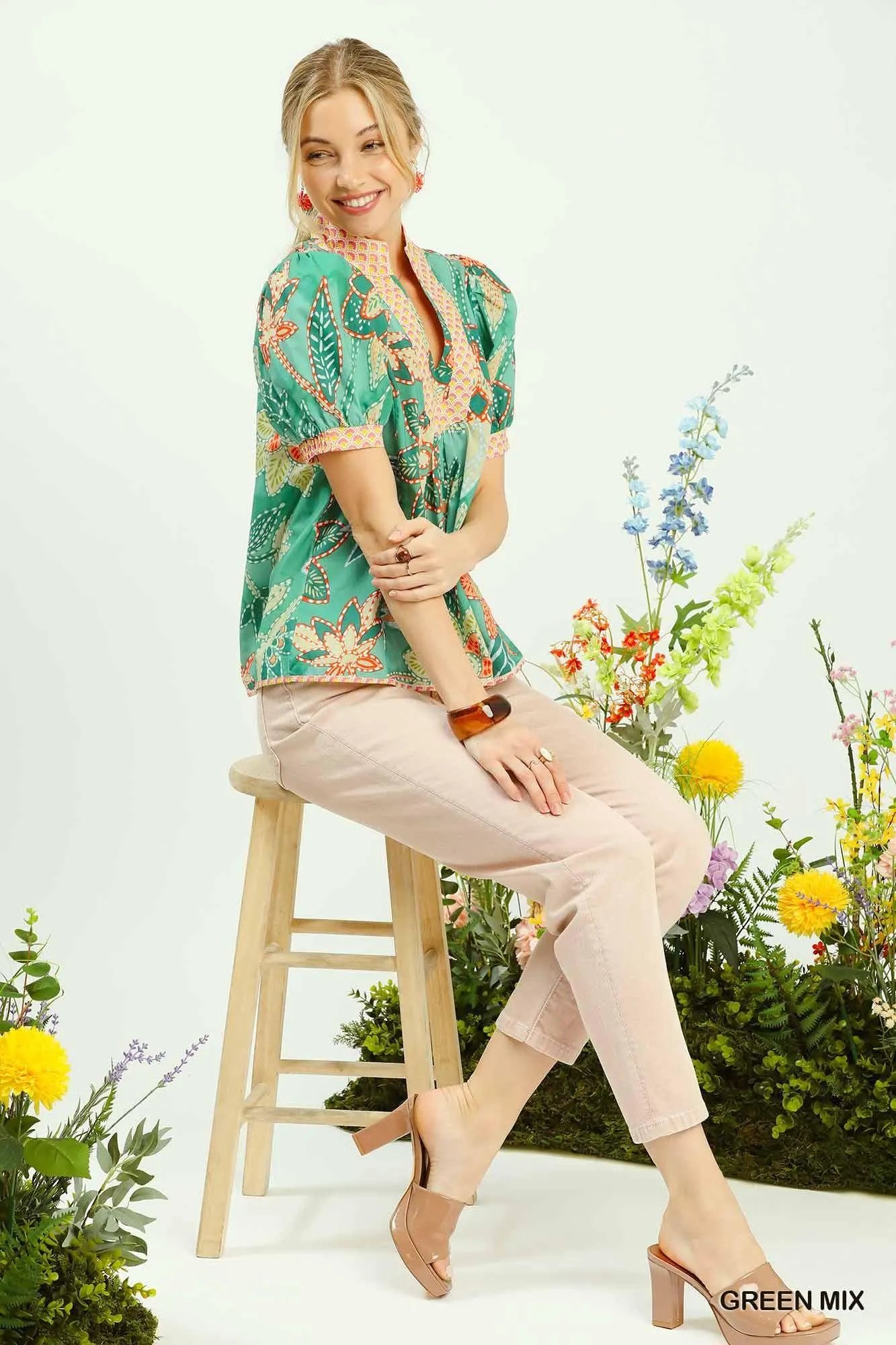Where the Flowers Grow Cotton Blouse — view 5