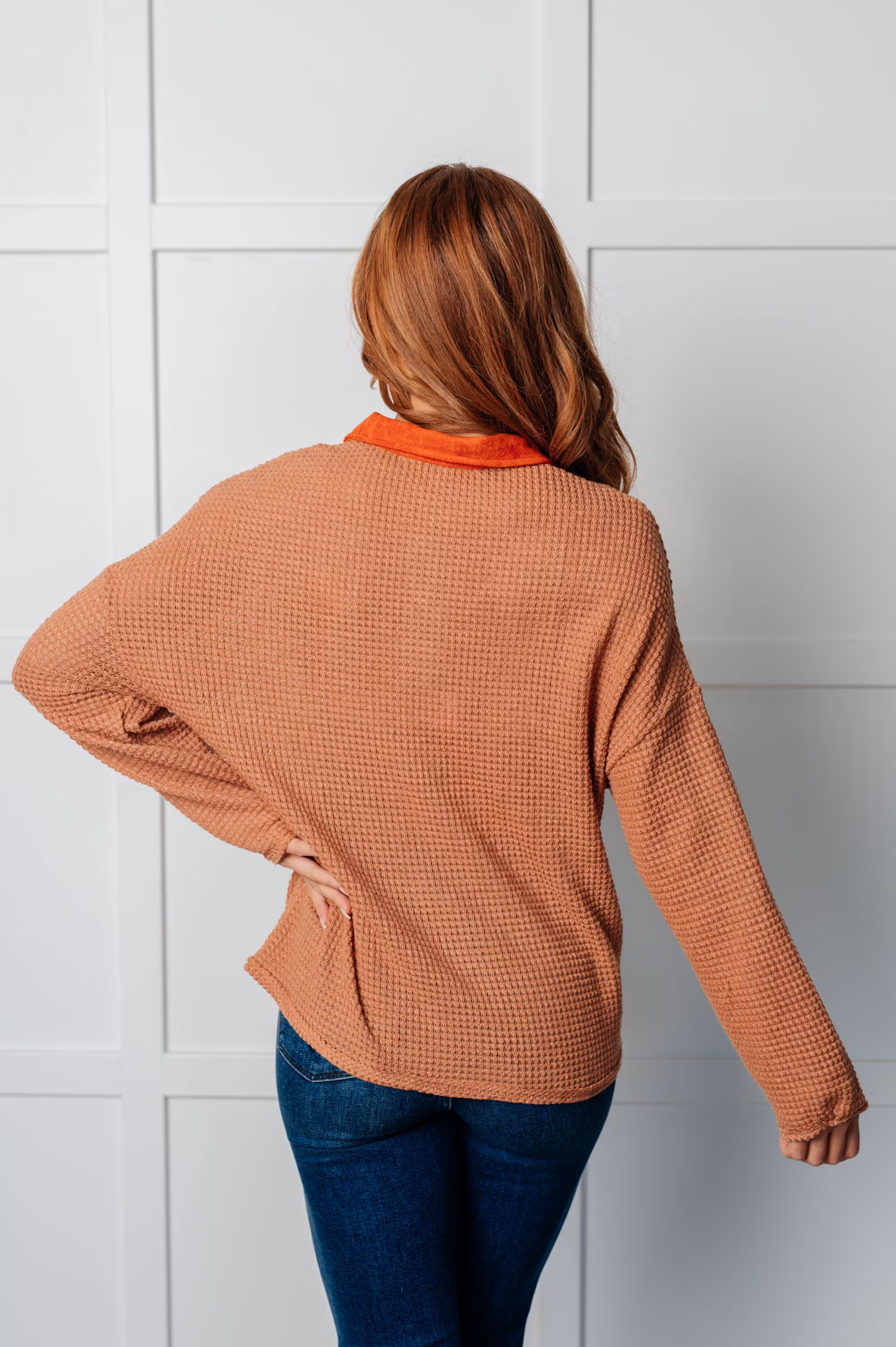 Autumn Top Can't Imagine Why Waffle Knit Contrast Trim Top — view 7