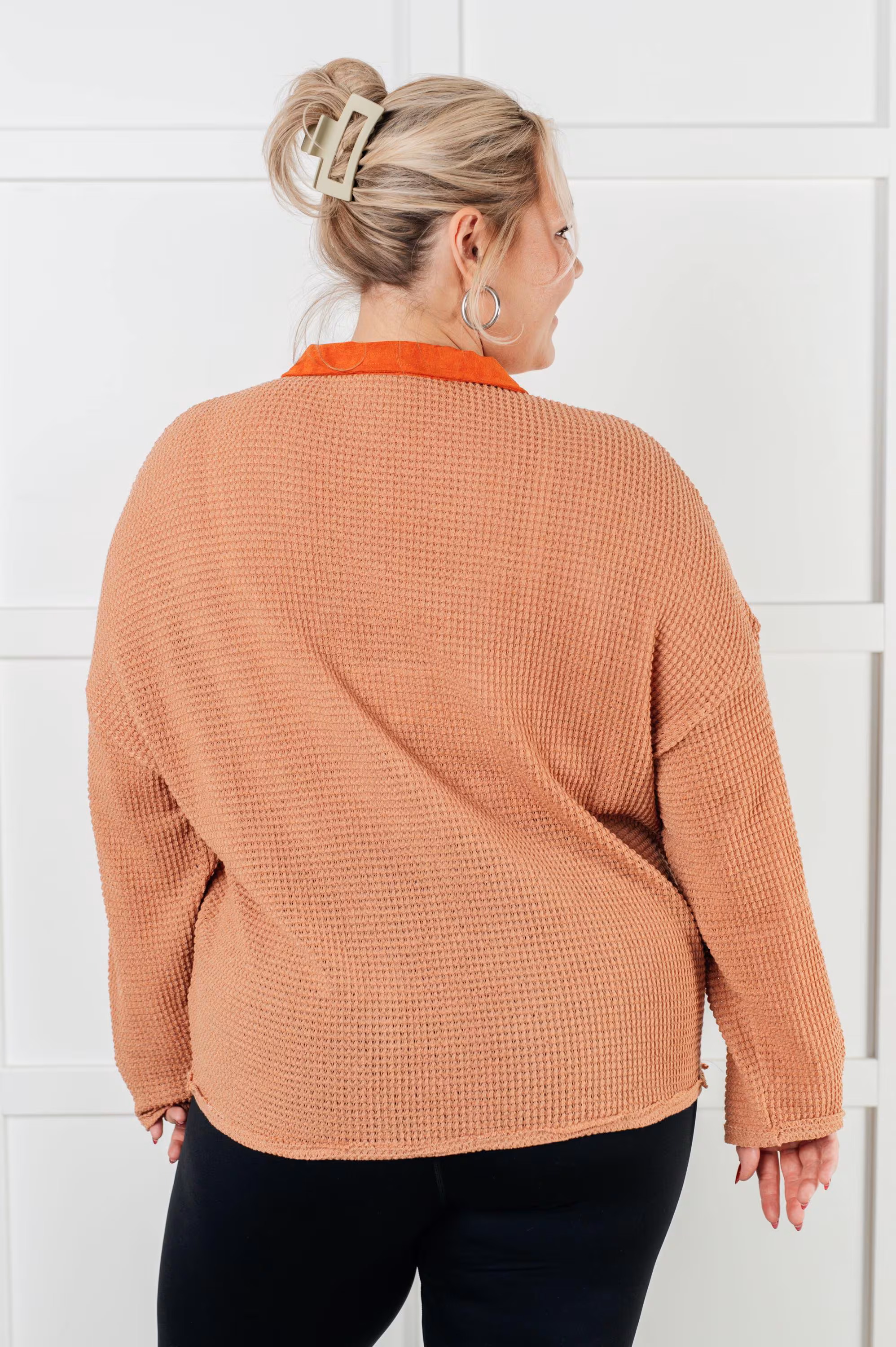 Autumn Top Can't Imagine Why Waffle Knit Contrast Trim Top — view 8