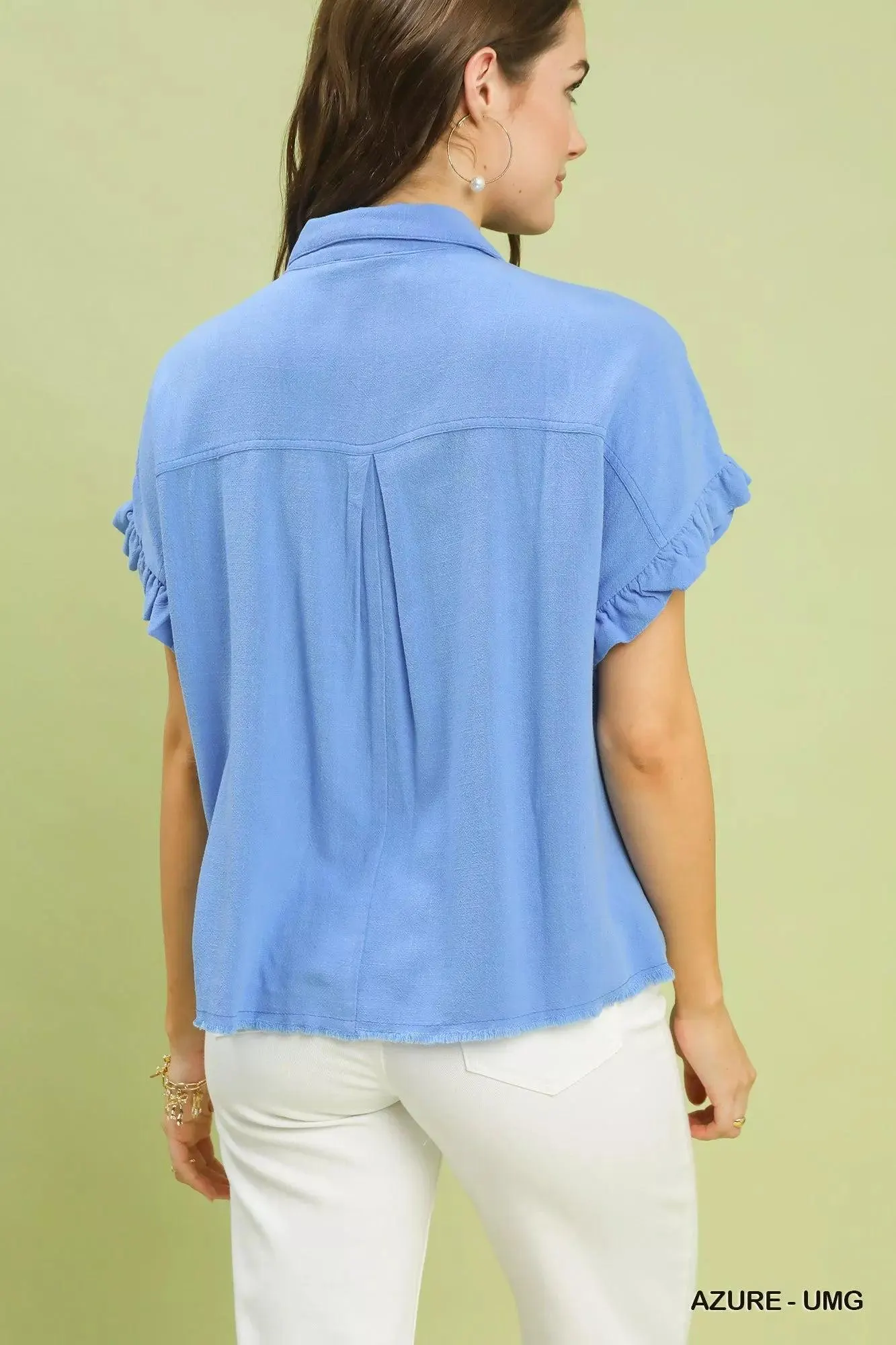 Petunia Washed Linen Smocked Babydoll Top — view 10