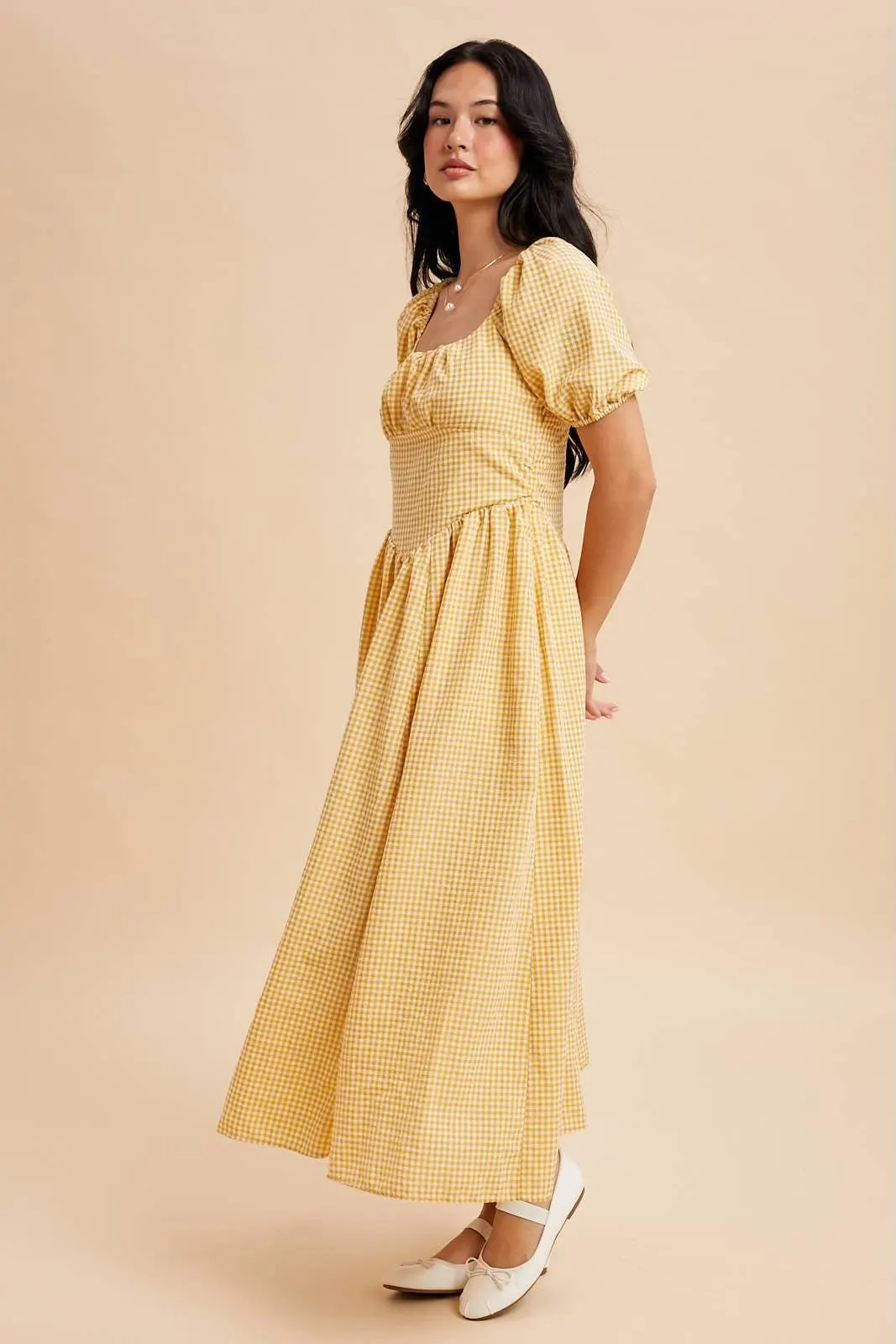 Honey for Your Thoughts Gingham Maxi Dress — view 2