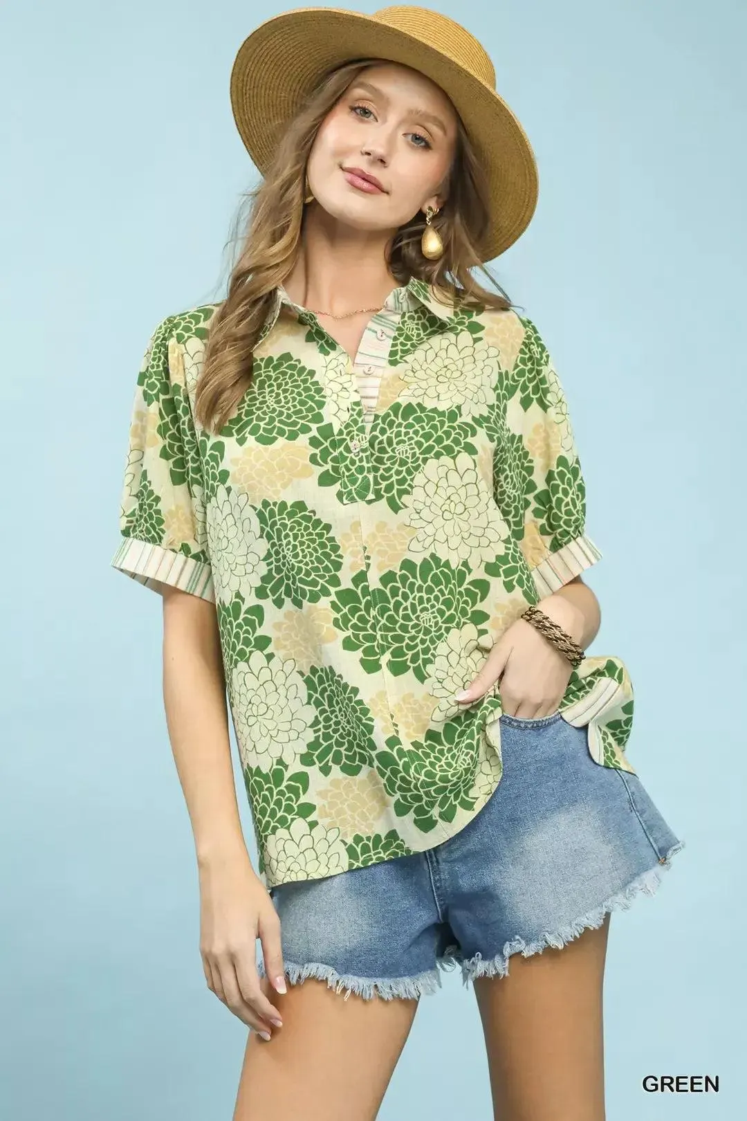 Wild Berry Blooms Linen Blouse