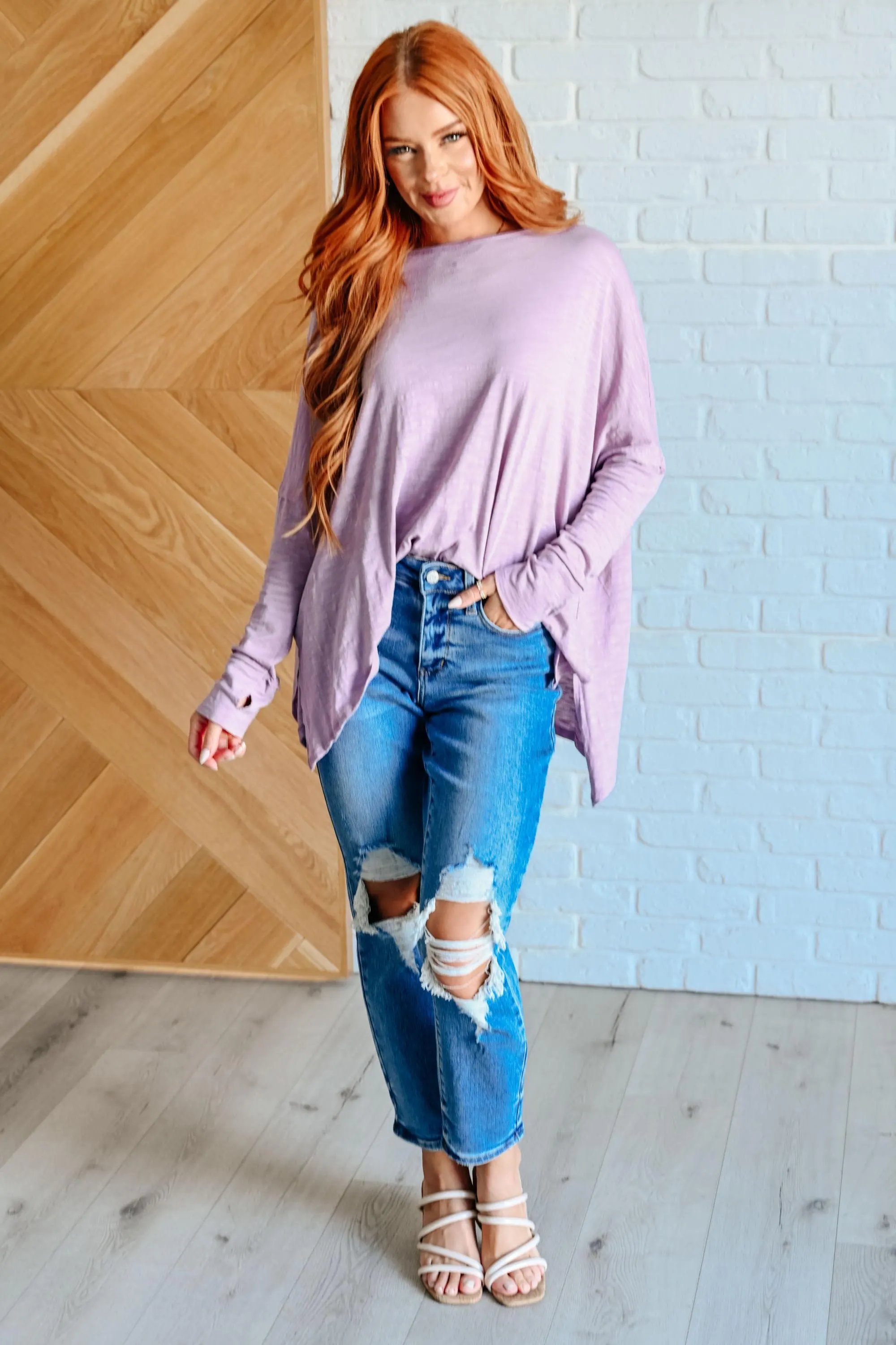 Face It Together Pullover in Lavender — view 2