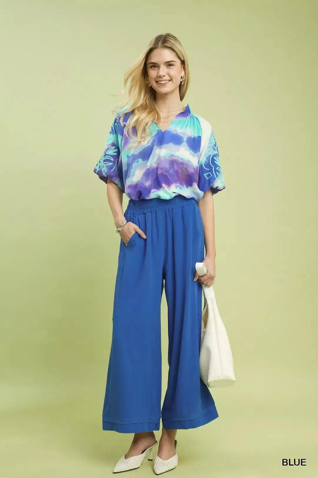 Bluebell Linen Elastic Waist Wide Leg Pants — view 5